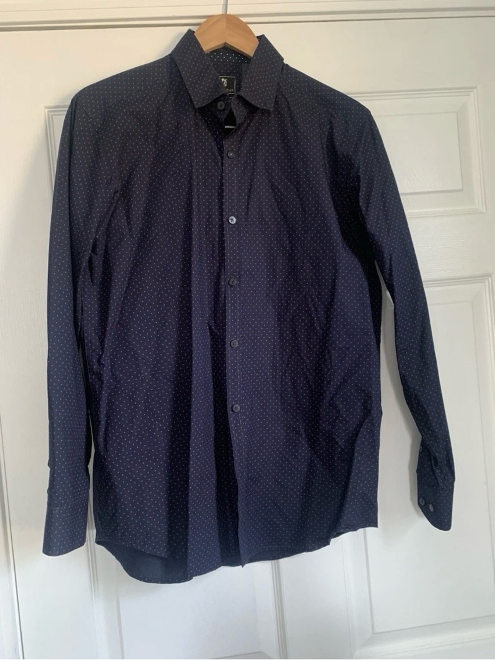 Steel & Jelly Men's Navy Dotted Dress Shirt, Size L